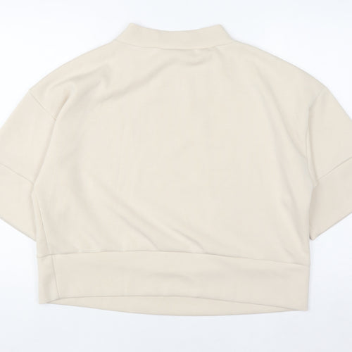 Peppercorn Women’s Beige Mock Neck Short Sleeve Jersey Top M