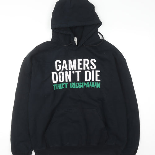 Gildan Men's Black Pullover Hoodie L Gamers Don't Die Graphic