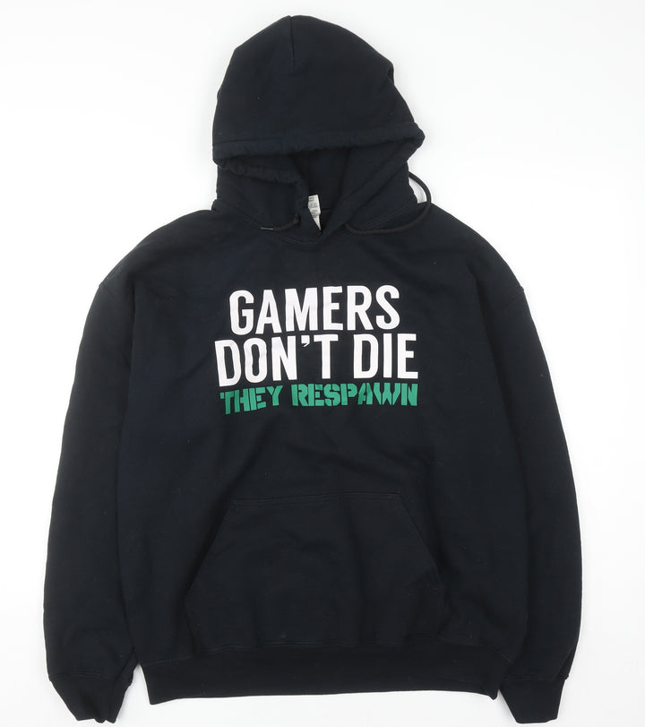 Gildan Men's Black Pullover Hoodie L Gamers Don't Die Graphic