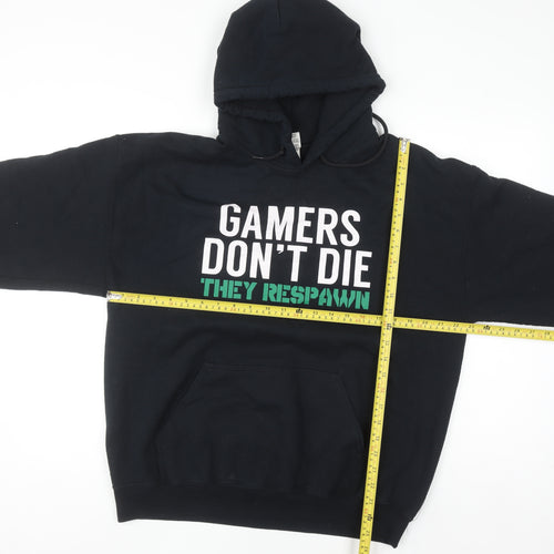 Gildan Men's Black Pullover Hoodie L Gamers Don't Die Graphic
