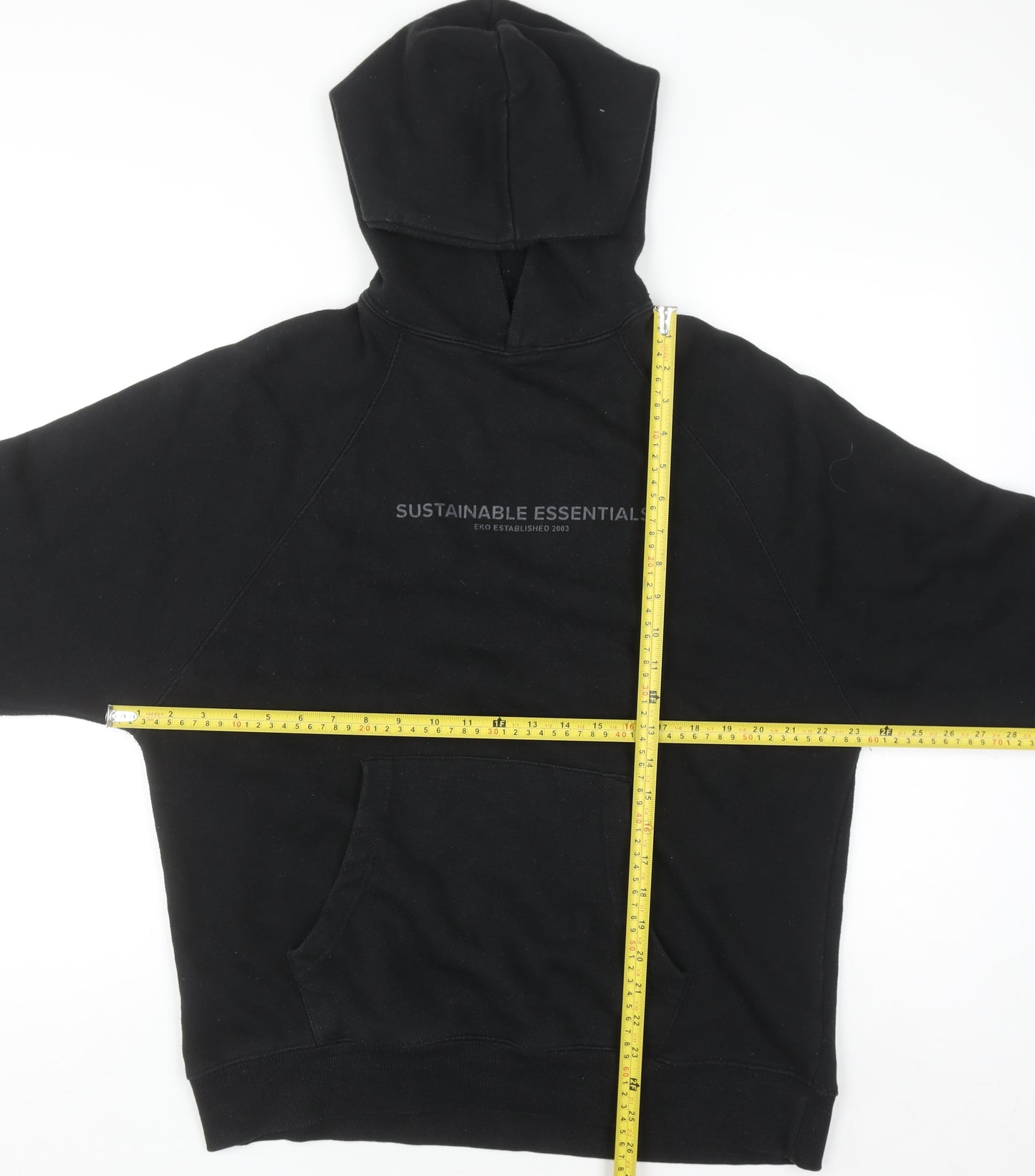 EKO Sustainable Essentials Men's Black Pullover Hoodie S Regular Fit