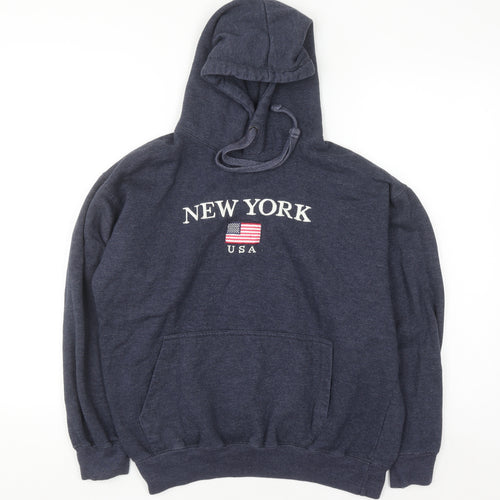 NYC Screen Printing Inc Women Navy Pullover Hoodie Medium Cotton Blend