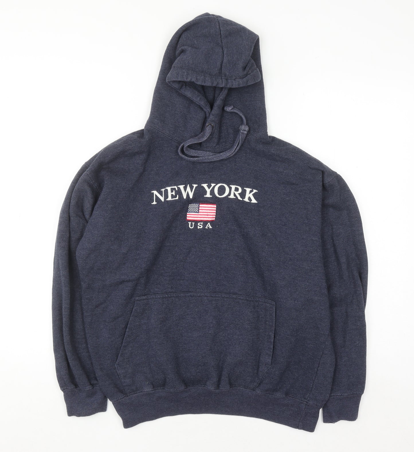 NYC Screen Printing Inc Women Navy Pullover Hoodie Medium Cotton Blend