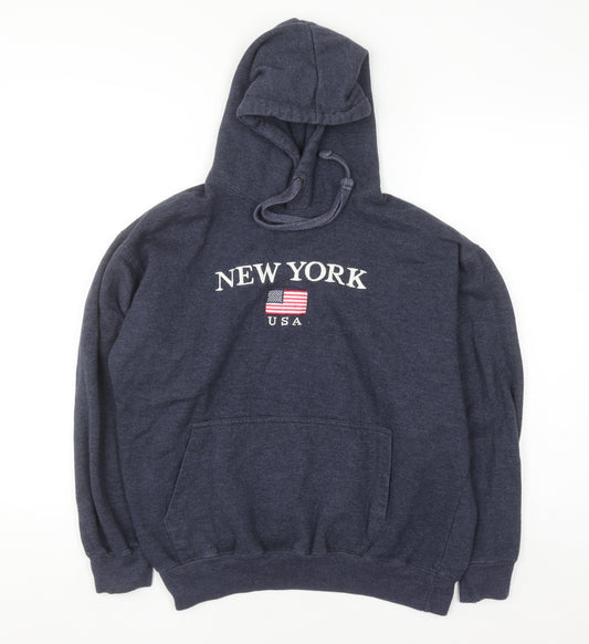 NYC Screen Printing Inc Women Navy Pullover Hoodie Medium Cotton Blend