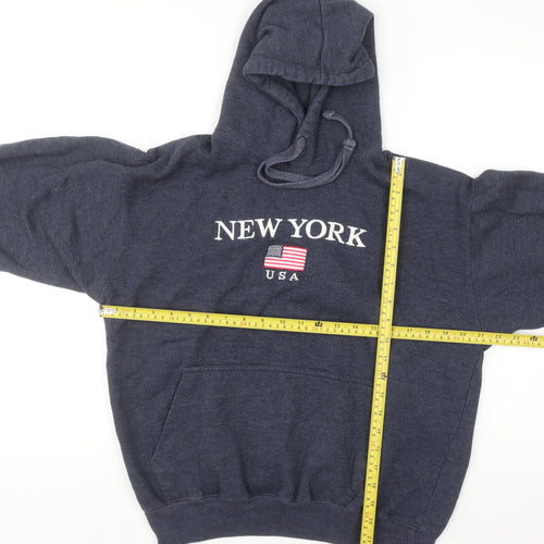NYC Screen Printing Inc Women Navy Pullover Hoodie Medium Cotton Blend