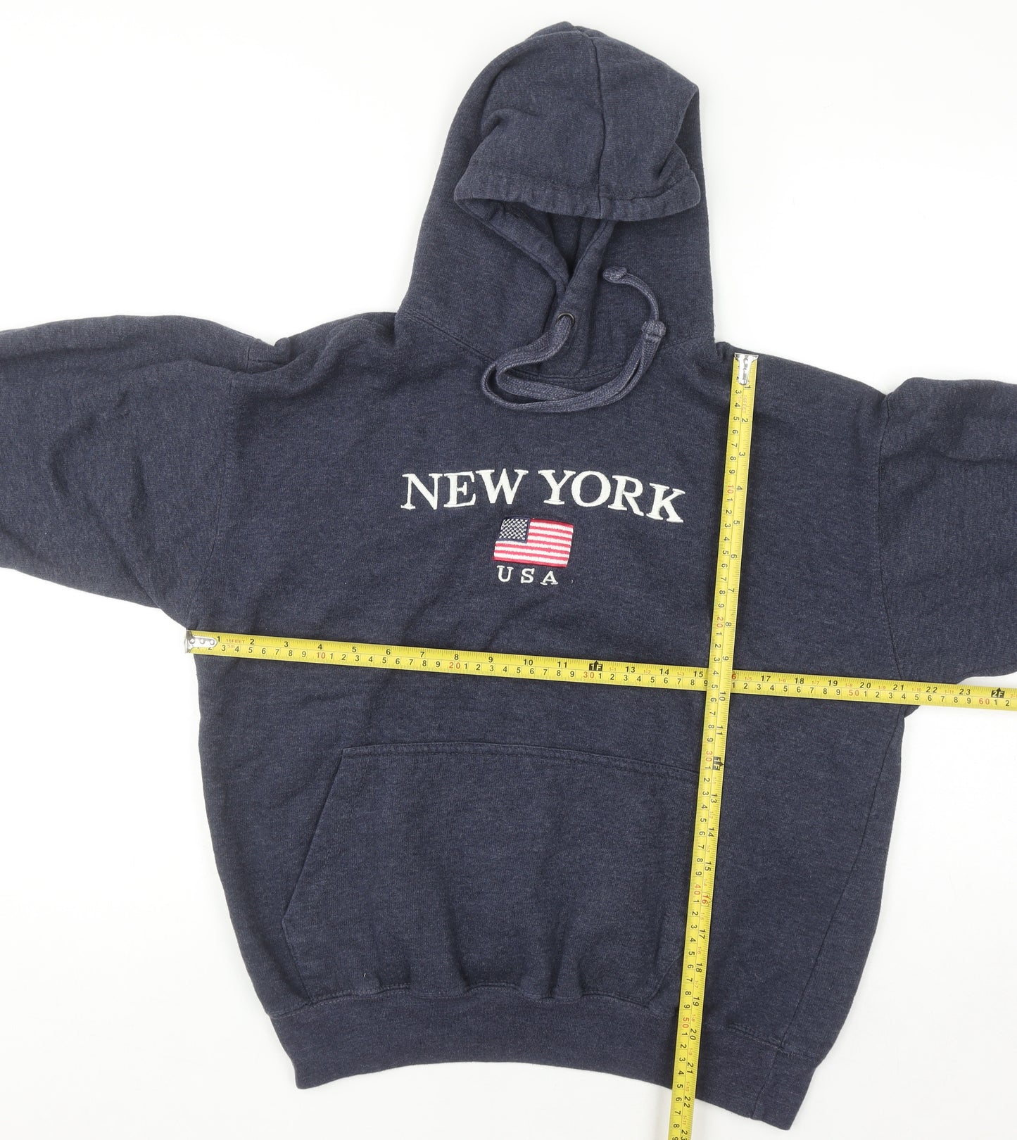 NYC Screen Printing Inc Women Navy Pullover Hoodie Medium Cotton Blend