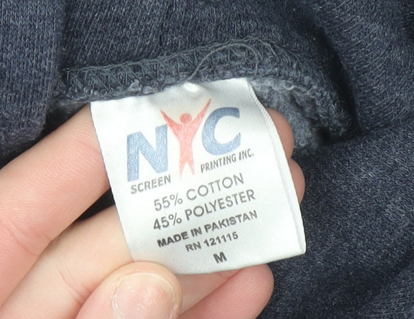 NYC Screen Printing Inc Women Navy Pullover Hoodie Medium Cotton Blend