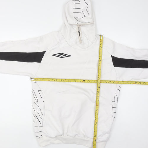 Umbro Men's White Pullover Hoodie M Sports Graphic Print Cotton Blend