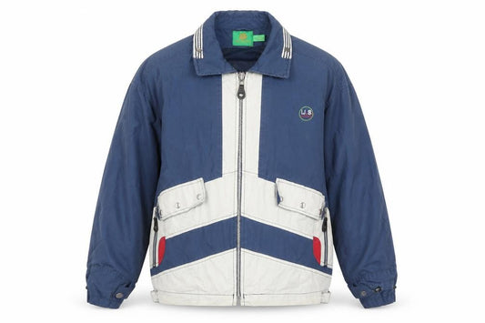 Front view of Montecantini Men's Blue Windbreaker Jacket, size M, Retro 44in Chest