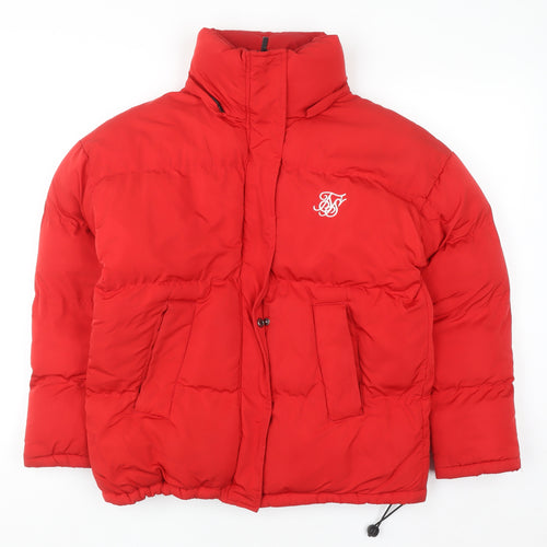 SikSilk Women's Red Puffer Jacket Size 8 Polyester Winter Coat