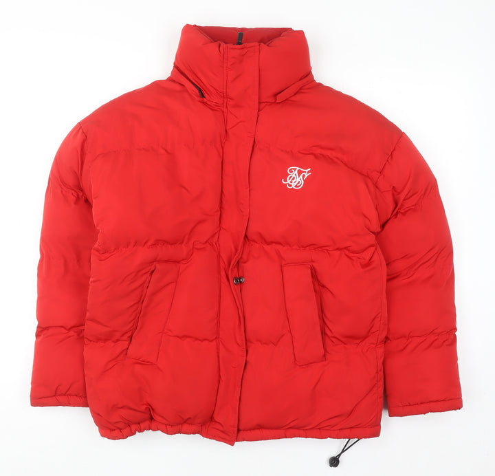SikSilk Women's Red Puffer Jacket Size 8 Polyester Winter Coat