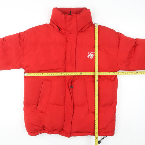 SikSilk Women's Red Puffer Jacket Size 8 Polyester Winter Coat