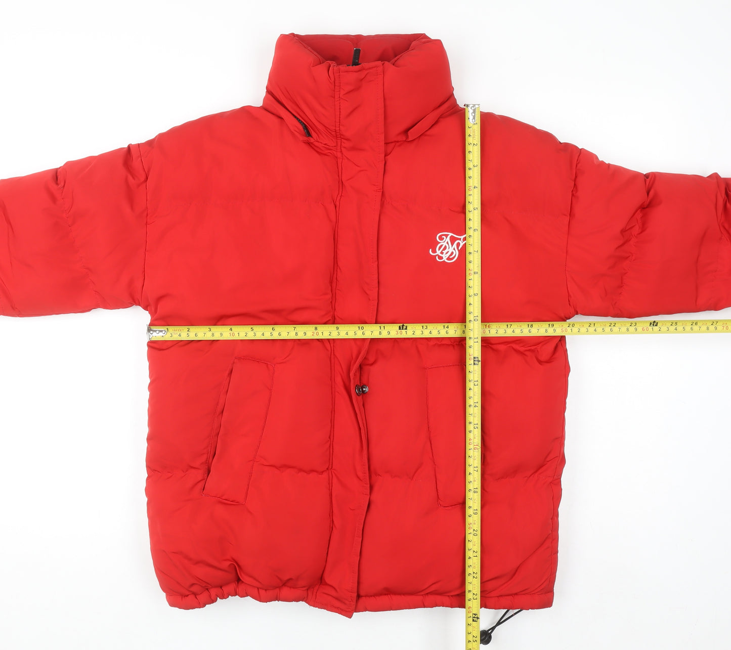 SikSilk Women's Red Puffer Jacket Size 8 Polyester Winter Coat
