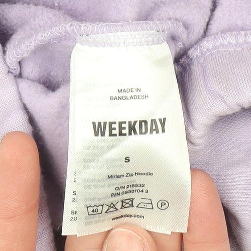 Weekday Women Lilac Full Zip Hoodie Size S Cotton Blend