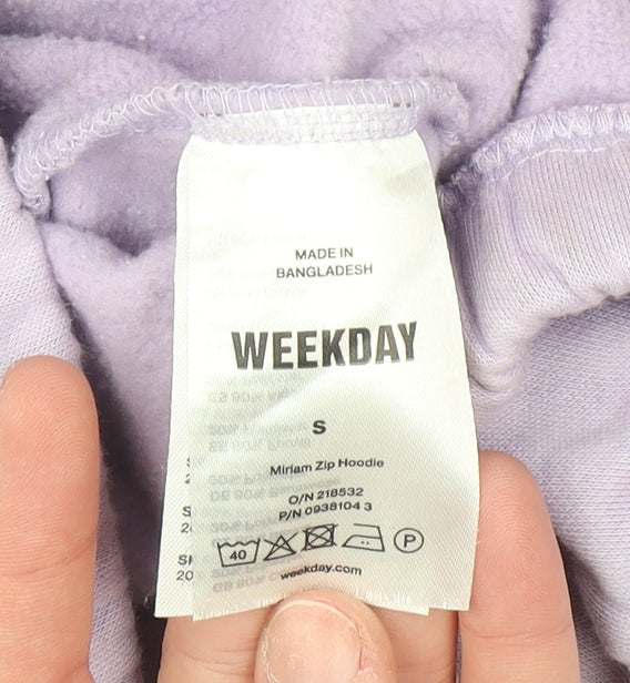 Weekday Women Lilac Full Zip Hoodie Size S Cotton Blend