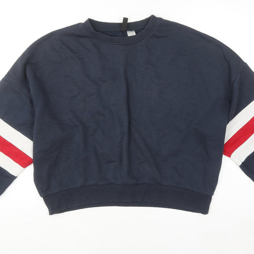 H&M Divided Women's Navy Blue Pullover Sweatshirt Small Crew Neck Casual