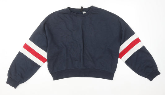 H&M Divided Women's Navy Blue Pullover Sweatshirt Small Crew Neck Casual