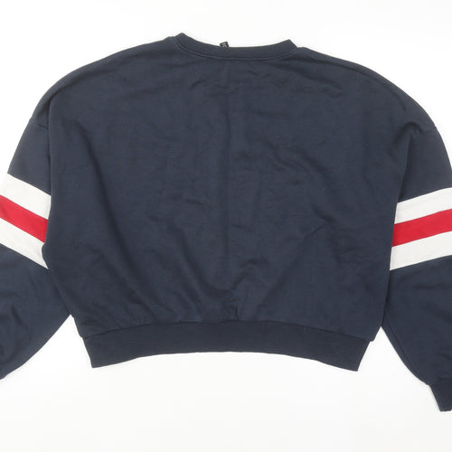 H&M Divided Women's Navy Blue Pullover Sweatshirt Small Crew Neck Casual