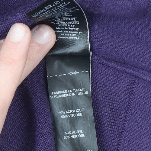 Marks and Spencer Per Una Women Purple Size 12 Long Cardigan