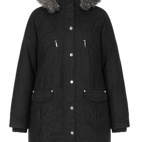 Marks and Spencer Women’s Black Fur Trim Parka Coat Size M Long