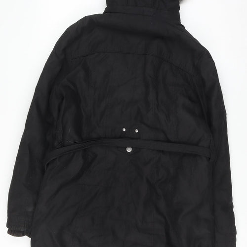 Marks and Spencer Women’s Black Fur Trim Parka Coat Size M Long