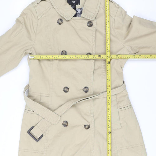 H&M Women’s Beige Trench Coat Size 16 Belted Cotton Twill Classic