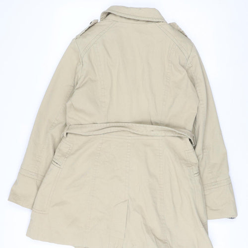 H&M Women’s Beige Trench Coat Size 16 Belted Cotton Twill Classic
