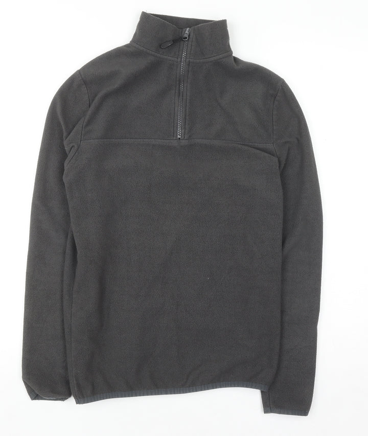 ASOS DESIGN Men's Grey Fleece 1/2 Zip Pullover Sweatshirt XS