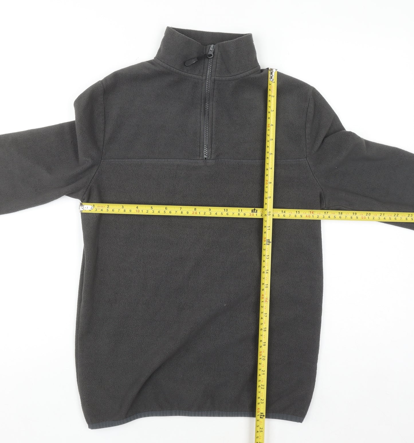ASOS DESIGN Men's Grey Fleece 1/2 Zip Pullover Sweatshirt XS