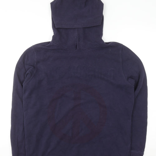 Love Moschino Womens Navy Pullover Hoodie Medium Cotton Blend