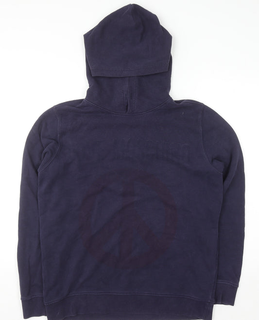 Love Moschino Womens Navy Pullover Hoodie Medium Cotton Blend
