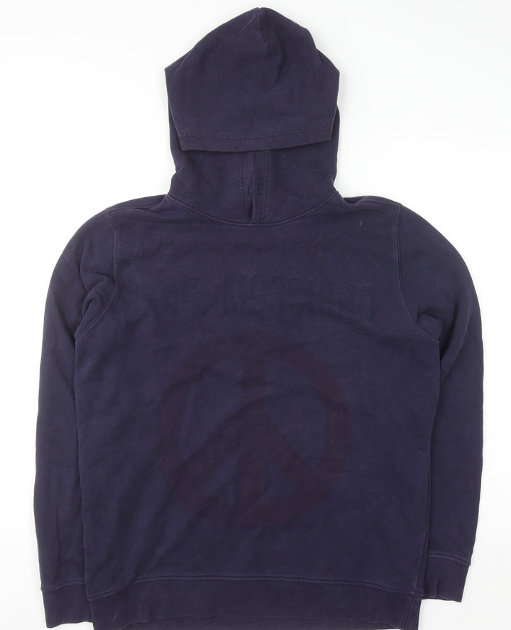 Love Moschino Womens Navy Pullover Hoodie Medium Cotton Blend