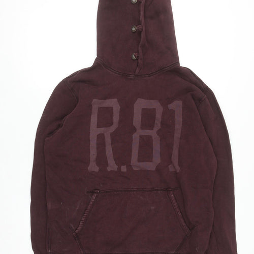 Replay Women’s Burgundy Button Hooded Pullover Sweatshirt Size L