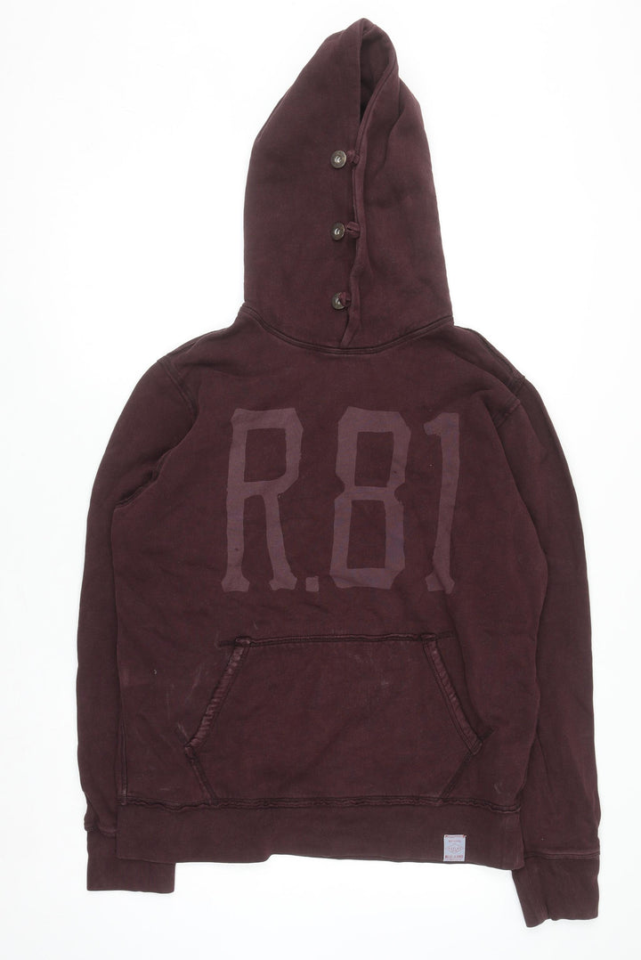 Replay Women’s Burgundy Button Hooded Pullover Sweatshirt Size L