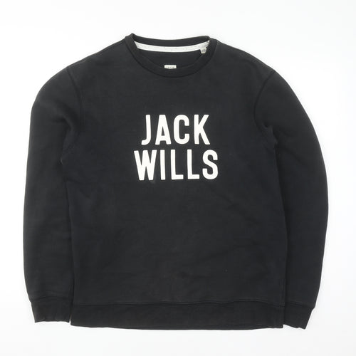 Jack Wills Men's Black Medium Logo Pullover Sweatshirt