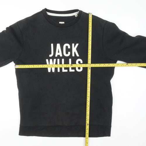 Jack Wills Men's Black Medium Logo Pullover Sweatshirt