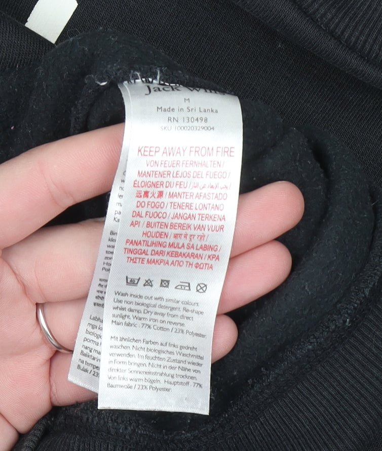 Jack Wills Men's Black Medium Logo Pullover Sweatshirt