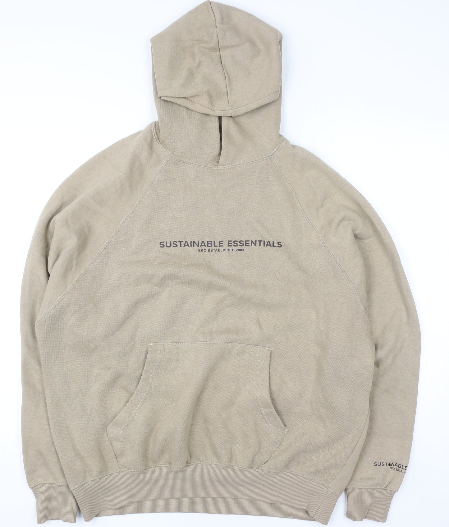 EKO Sustainable Essentials Men's Beige Pullover Hoodie Size S