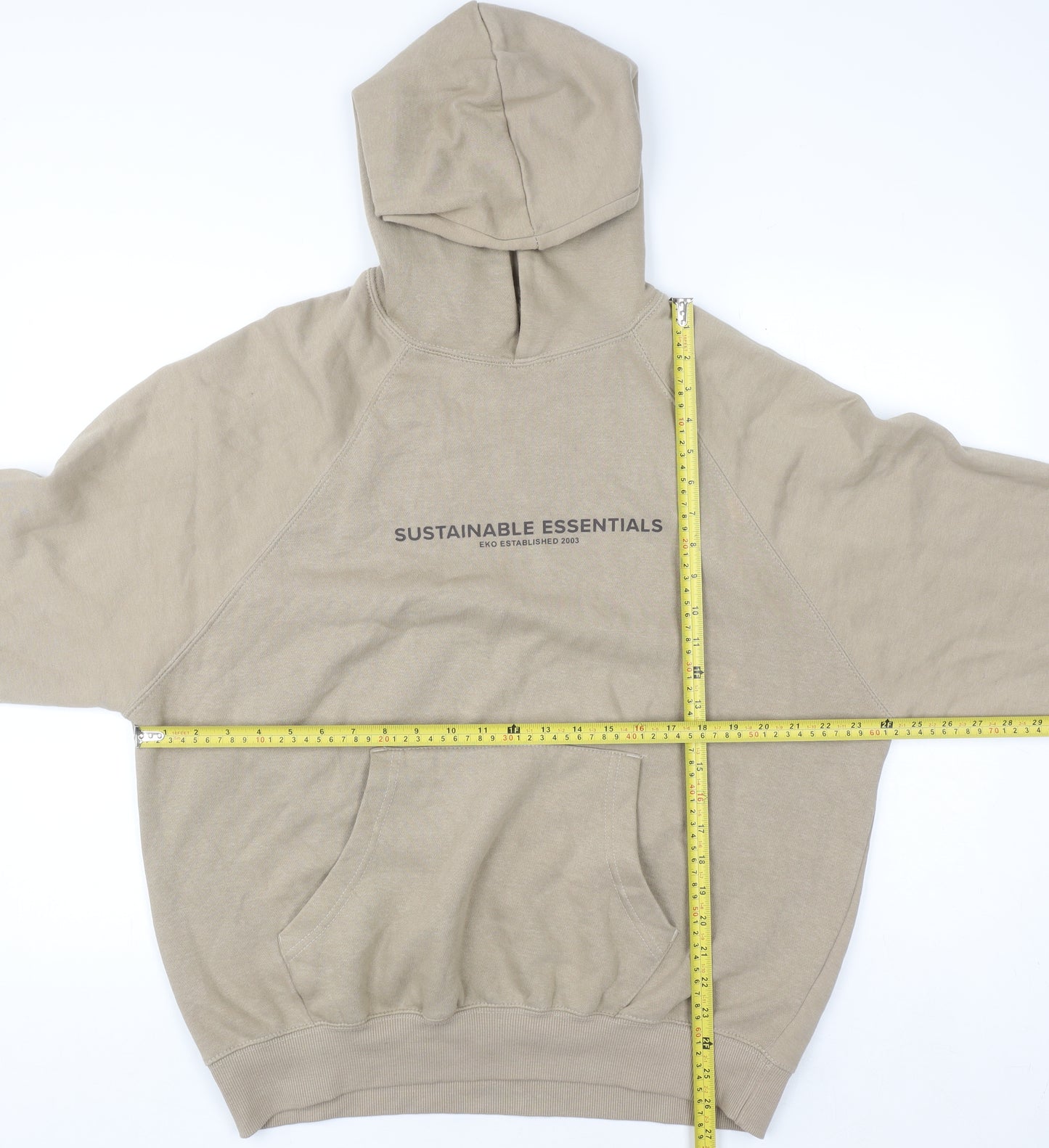 EKO Sustainable Essentials Men's Beige Pullover Hoodie Size S