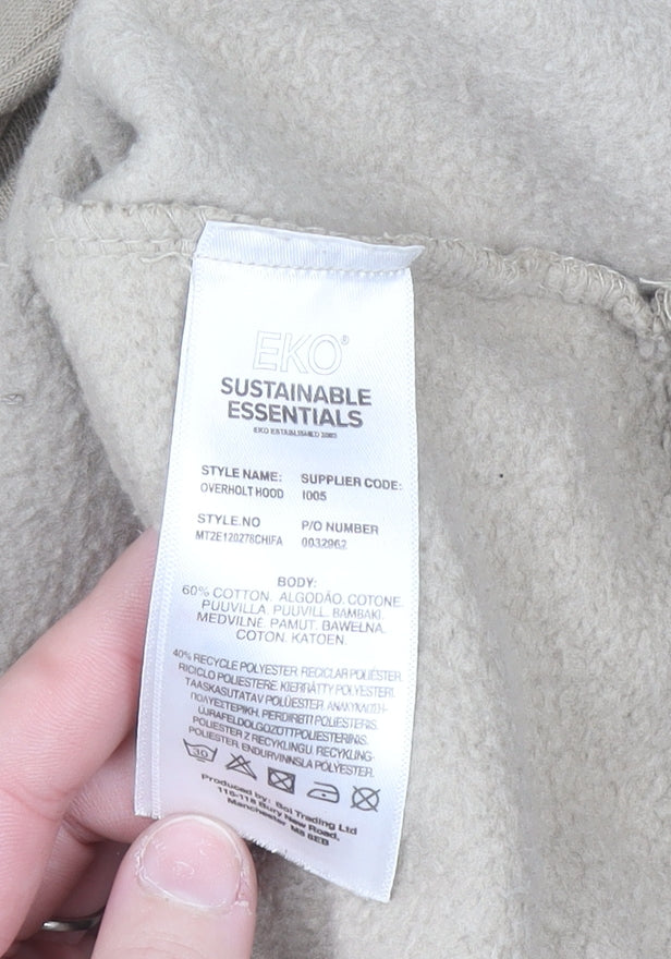 EKO Sustainable Essentials Men's Beige Pullover Hoodie Size S