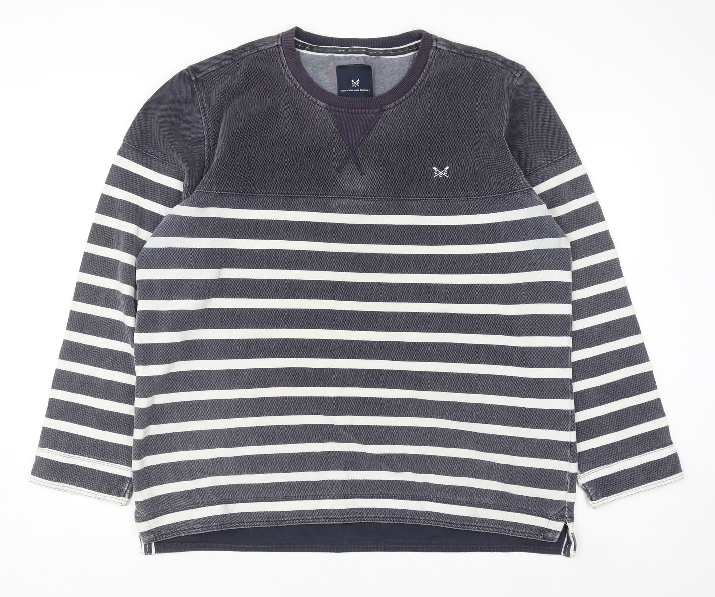 Crew Clothing Company Men's Blue Striped Pullover Sweatshirt XL