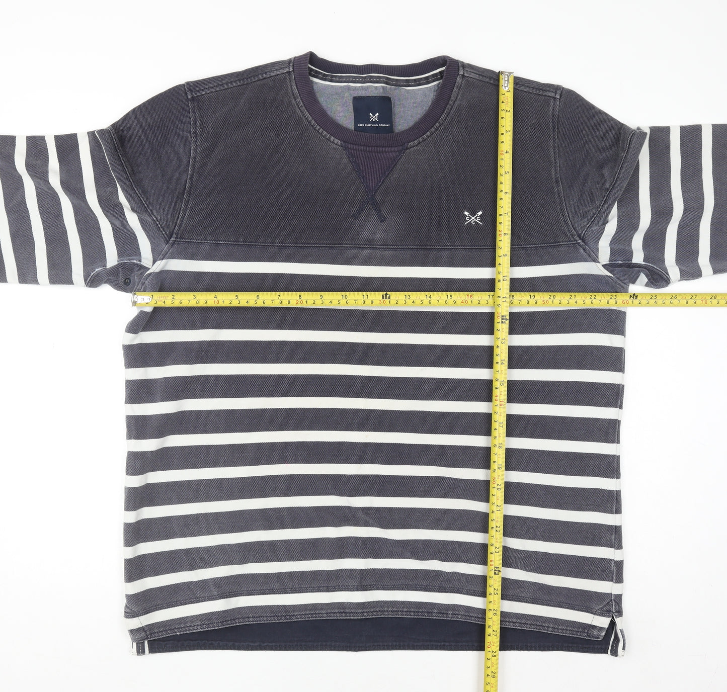 Crew Clothing Company Men's Blue Striped Pullover Sweatshirt XL