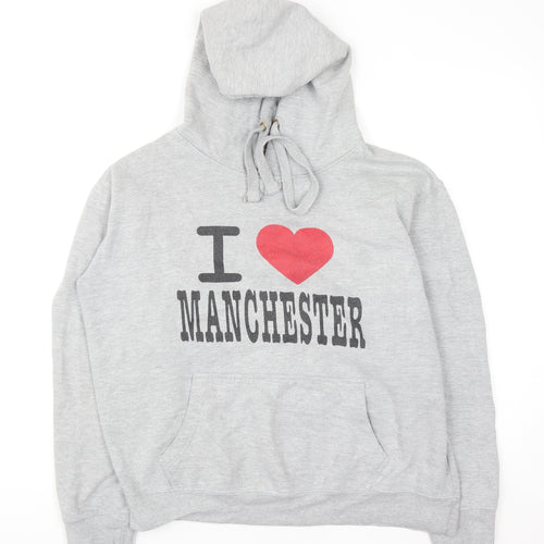 Manchester Souvenirs Women's Grey Pullover Hoodie L Graphic Print
