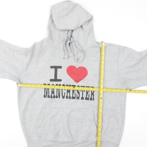 Manchester Souvenirs Women's Grey Pullover Hoodie L Graphic Print