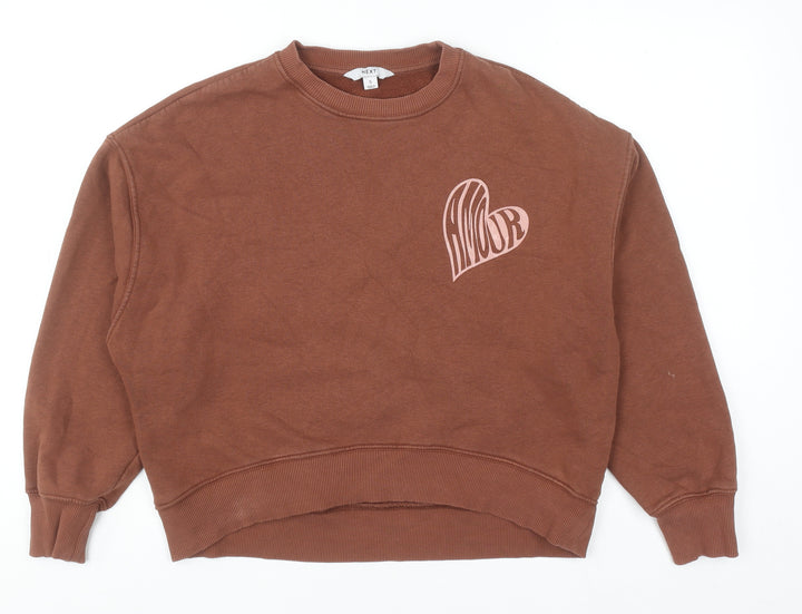 NEXT Women’s Brown 'Amour' Graphic Cotton Sweatshirt Size S