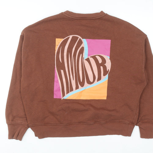 NEXT Women’s Brown 'Amour' Graphic Cotton Sweatshirt Size S