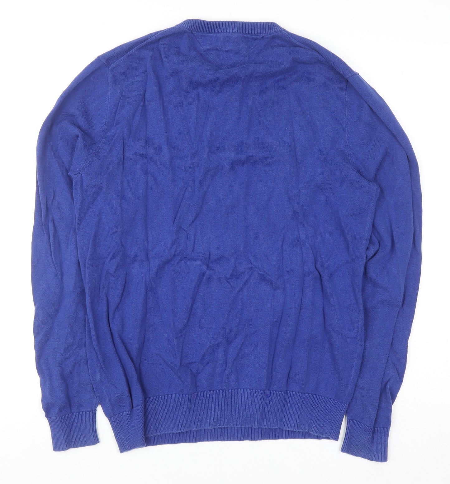 Tommy Hilfiger Men's Blue Cotton V-Neck Golf Jumper M