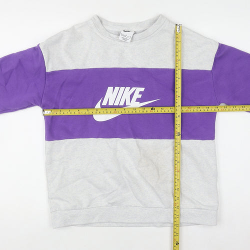 Nike Girls Purple & Grey XL Pullover Sweatshirt Logo Colourblock Jumper
