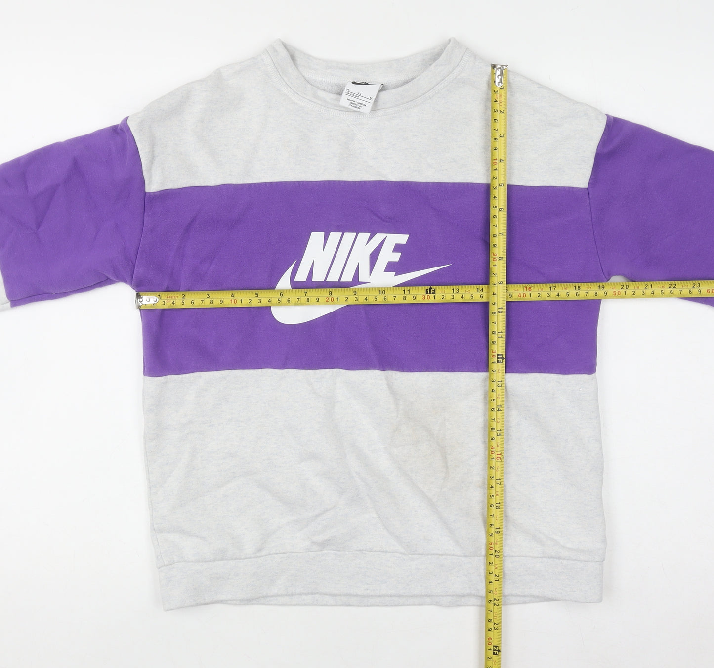 Nike Girls Purple & Grey XL Pullover Sweatshirt Logo Colourblock Jumper