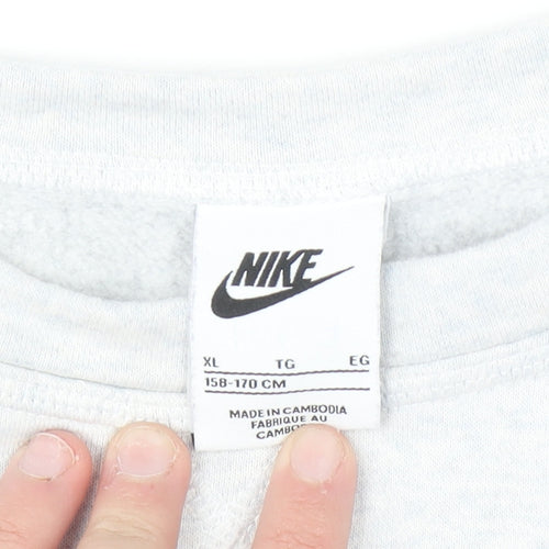 Nike Girls Purple & Grey XL Pullover Sweatshirt Logo Colourblock Jumper